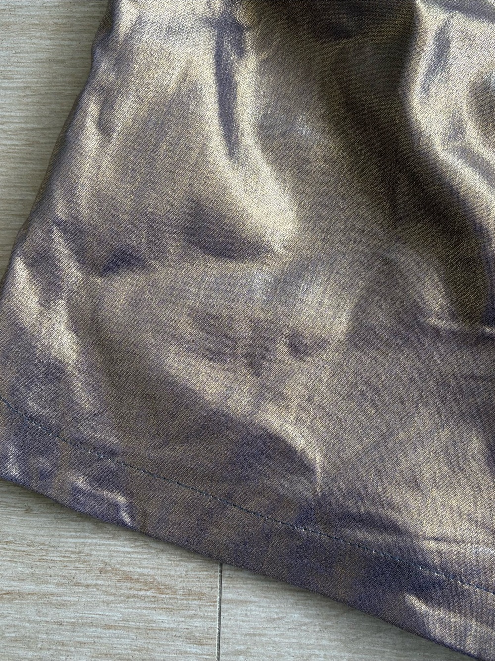 Metallic Bronze Womens Shorts with Elastic Waist - Picture 5 of 6